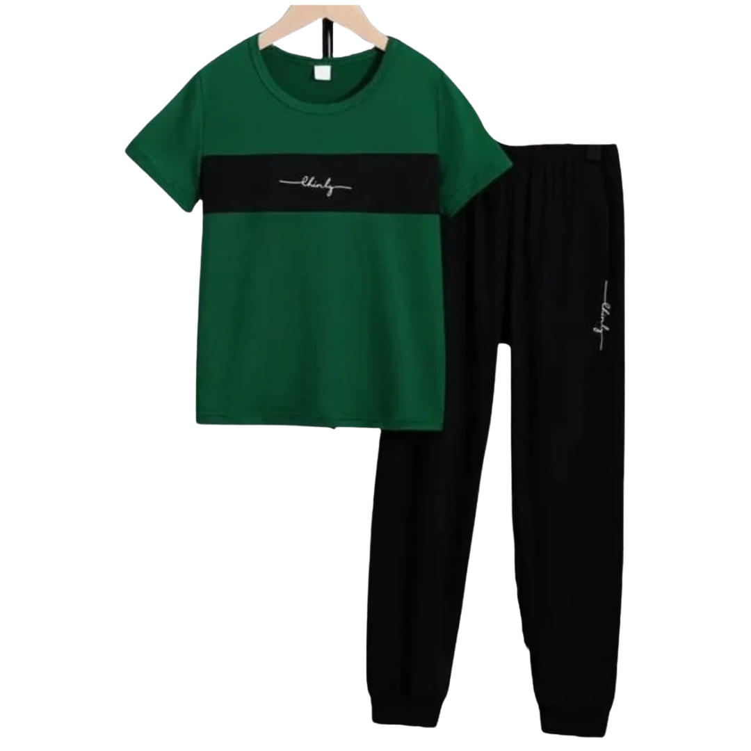 GREEN & BLACK TROUSER SET